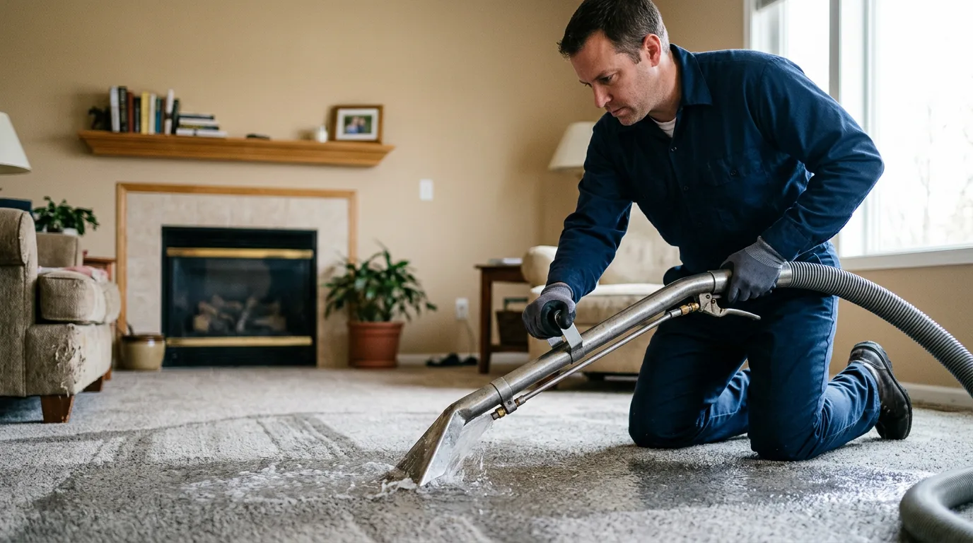 Water damage restoration technician working near Hopatcong, NJ
